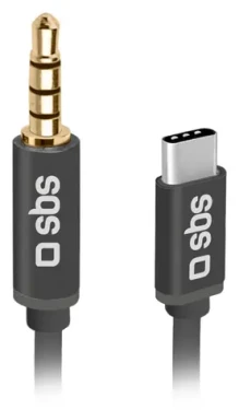 SBS Adaptér USB-C na Jack 3,5 mm čierna / Adaptér / 1 m