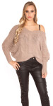 Sexy KouCla XL V-Cut knit sweater with lacing KHAKI Einheitsgroesse