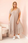 Dámske plus size šaty s krátkymi rukávmi a volánom z ľahkej viskózy fango UNI