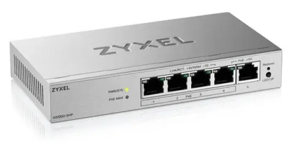 ZyXEL GS1200-5HP v3 / Switch / Desktop / 5x GLAN / 4X PoE+ / PoE 68W (GS1200-5HPV3-EU0101F)
