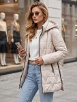 Dámska prešívaná bunda s odnímateľnou kapucňou, svetlosivá, FashionStreet TY5792 M