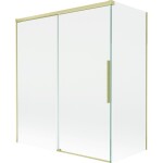 MEXEN/S - Rox vaňová zástena 2-krídlová posuvná 140 + 70 x 150, transparent, zlatá kartáčovaná 8C9-140-070-55-00