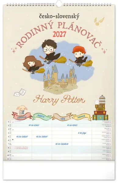 NOTIQUE Harry Potter XL 2027 / Nástenný rodinný plánovací kalendár / 33 × 46 cm