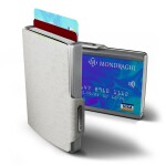 Kožená mini peňaženka Mondraghi Saffiano Silver