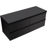 CERANO - Kúpeľňová skrinka Velora - čierna matná, úchytka čierna + doska pod umývadlo Navira Pro - 36 mm - 160x56,6x46,5 CER-668567