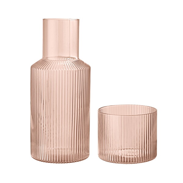 Ferm Living Sklenená karafa Ripple Blush Small 500 ml