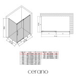 CERANO - Sprchovací kút Lantono - pravá - 8 mm - Soft-Close - chróm, mliečne sklo - 100x70 - posuvný CER-665524