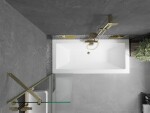 MEXEN/S - Cube obdĺžniková vaňa 180 x 80 cm s panelom + vaňová zástena 50, transparent, zlatá 550518080X9505000050