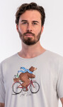 Pánska nočná košeľa s krátkym rukávom Medveď na bicykli šedá L