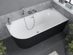 MEXEN/S - Mia voľne stojaca rohová vaňa pravá 180 x 80, biela/čierna, sifón a prepad chróm 52691808075P-01
