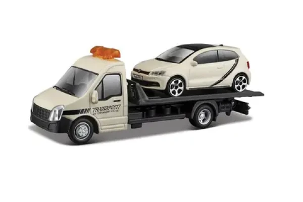 Bburago STREET FIRE Prepravné vozidlo Flatbed Transport + VW Polo GTI Mark 5 1:43
