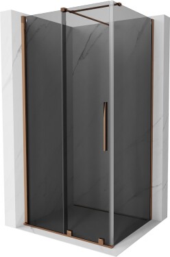 MEXEN/S - Velár sprchovací kút, posuvné dvere 140 x 100, grafit, ružové zlato 871-140-100-41-60