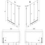 MEXEN/S - Lunar-F skladacie sprchové dvere pravé 130, transparent, grafit metal 836S-130-050-95-00-P