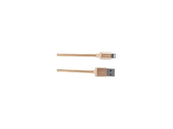 Canyon MFIC3 zlatá / Nabíjací kábel / USB 2.0 - Lightning / opletený / 1 m / MFI certifikovaný (CNS-MFIC3GO)