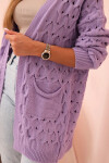Dámsky sveter s vreckami čipka fialová UNI