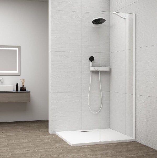 POLYSAN - ESCA WHITE MATT jednodielna sprchová zástena na inštaláciu k stene, číre sklo, 400 ES1040-03