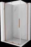MEXEN/S - Velar L sprchovací kút, posuvné dvere 120 x 75, transparent, meď kartáčovaná 871-120-075-03-65
