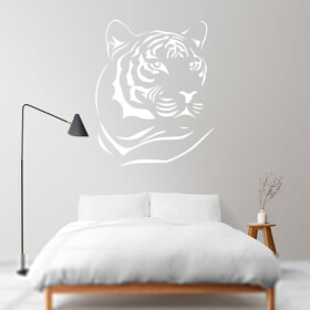 Veselá Stena Samolepka Hlava Tigra Farba: bílá, Veľkosť: 100 x 125 cm