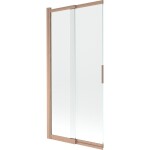 MEXEN - Fox vaňová zástena 2-krídlová przesuwny 85 x 150, transparent, meď kartáčovaná 891-085-002-65-00