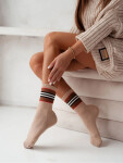 Milena ponožky 0071-006 Polovičné froté jedinečný pruhovaný lem 38-41 Béžová 38-41