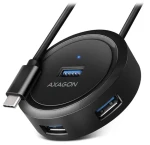 Axagon HUE-P1C, 4X USB 3.2 Gen 1 ROUND húb, micro USB napájací konektor, kábel USB-C 30cm / dopredaj (HUE-P1C)