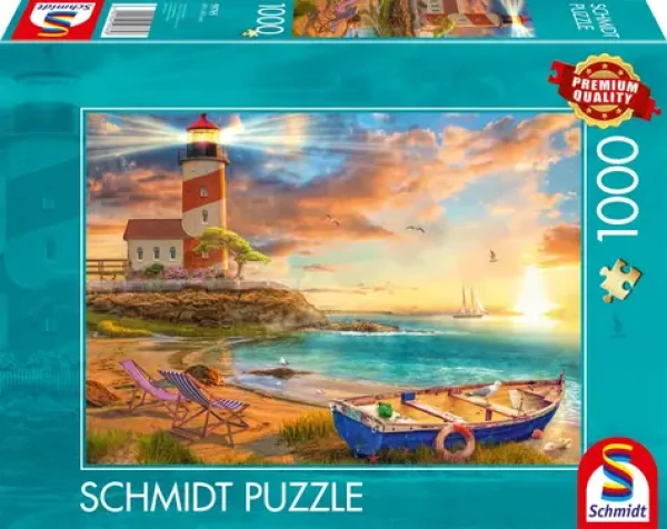 Schmidt Puzzle Západ slnka NAD zátokou s majákom