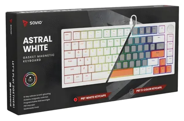 Savio ASTRAL White Jade / Herná klávesnica / TKL 75% / RGB / USB / US layout (ASTRAL WHITE JADE)