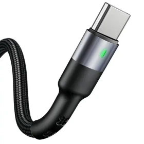 USAMS SJ313 U26 čierna / Nabíjací a dátový kábel / USB-C / Opletený / 3A / 1 m (SJ313USB01/SJ313TC01)