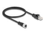 DeLock M12 4pin D-kód (F) - RJ45 (M) / Priemyselný sieťový kábel / 50 cm / -25 až 80 °C (60072)