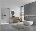 CERANO - Sprchová zástena Walk-in Onyx Round Ľ/P - 8 mm - guľatá vzpera - čierna matná, industriálne sklo - 110x200 CER-482869