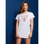 GUESS tričko Longline Logo Tee biele