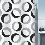 Spirella RINGS sprchový záves motív prstencov 180 x 200 cm šedo-čierny / polyester (7610583151841)