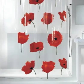 Spirella POPPY sprchový záves motív tulipány číry / 180 x 200 cm / PEVA