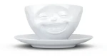 FIFTYEIGHT Kávový hrnček Lachend biela / Hrnček / porcelán / 0,2 l / s tanierikom (T014701)