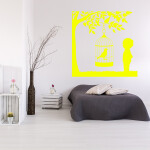 Veselá Stena Samolepka Vtáčik v klietke na strome Farba: biela, Veľkosť: 40 x 40 cm