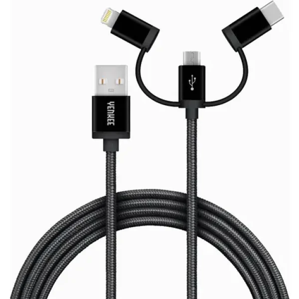 YENKEE YCU 400 BK Kábel USB-A (M) - Micro USB (M) amp; USB-C (M) amp; Lightning (M) 1m čierna (8590669272723)