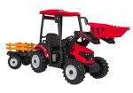 Mamido Detský elektrický traktor MEGA D68 24V s prívesom červený