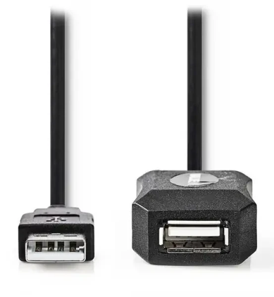 Nedis čierna / Aktívny predlžovací kábel USB 2.0 / USB-A - USB-A / 10 m (CCGL60EXTBK100)