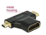 DeLock Adaptér High Speed HDMI s Ethernetom - HDMI-A samica HDMI Mini-C samec + Micro-D samec / čierny (65666 )