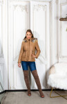 Trendy winter jacket with a detachable hood CAPPUCCINO M