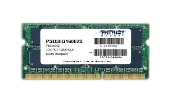 Patriot 8GB (1x8GB) 1600MHz / SO-DIMM / DDR3 / CL11 / 1.5V (PSD38G16002S)