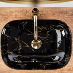 REA - Umývadlo na dosku Belinda Marble Shiny 46,5x33 čierna REA-U8907