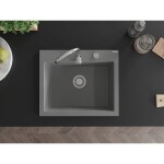 MEXEN MEXEN - Elix granitový drez 1-miska 600 x 500 mm, sivý, sifón chróm 6525601005-71