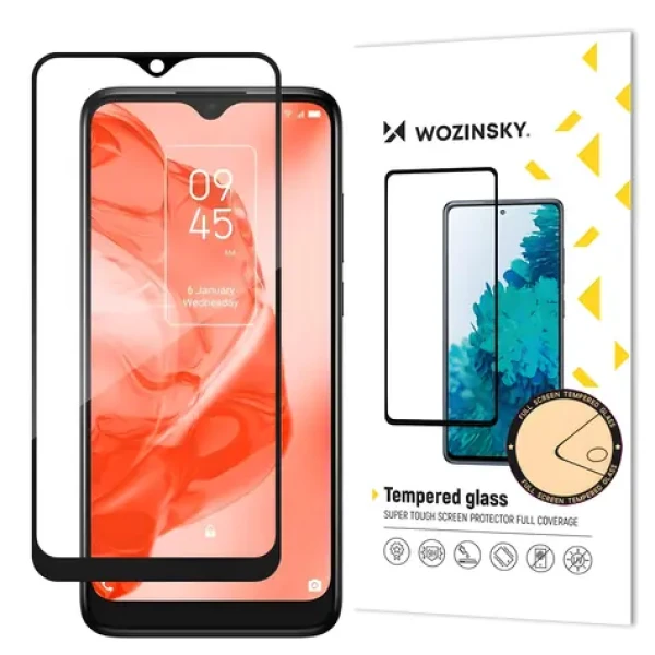 Wozinsky Full Glue tvrdené sklo s rámčekom pre TCL 205 čierne / Ochranné sklo / Case Friendly