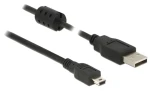 DeLock USB-A - Mini-USB B 1,5 m čierna / Kábel / USB 2.0 / pozlátené konektory (84913)