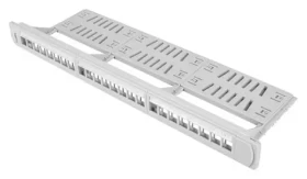 Lanberg patch panel pre Keystone šedý / Patch panel / 24 portov / 1U / 19" / neosadený s organizérom (PPKS-1124-S)