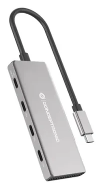 Conceptronic HUBBIES16G sivá / USB-C hub / 4X USB-C / USB 3.2 Gen 2 / USB-C PD 100W (HUBBIES16G)