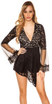 Sexy playsuit with bell sleeves and lace white Einheitsgroesse