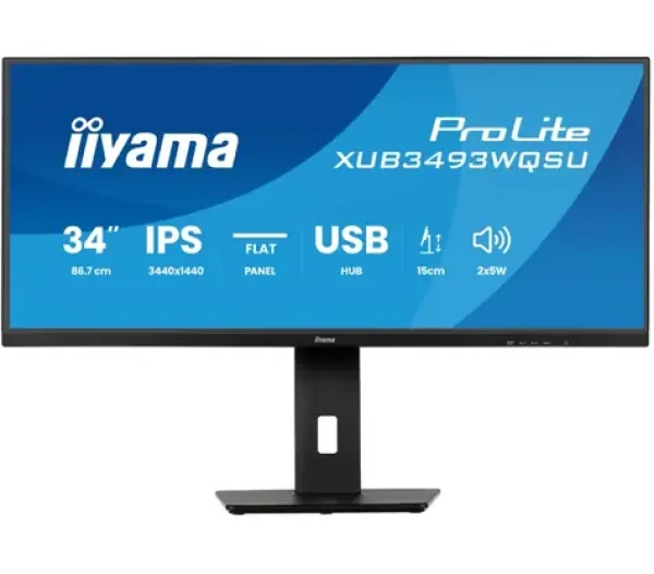 34" IIYAMA ProLite XUB3493WQSU-B6 čierna / IPS / 3440x1440 / 21:9 / 1ms / 1000:1 / 400cd / HDMI + DP / repro (XUB3493WQSU-B6)