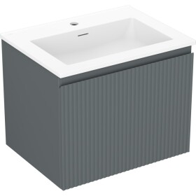 MEXEN/S - Rivel kúpeľňová skrinka 60 cm s umývadlom Otis, 1 šuplík, reliéf, grafit mat/biela mat 91A20-06047-1-BF66-W18M01
